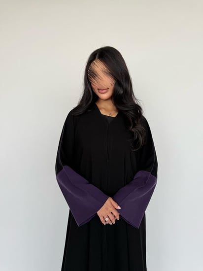 عباية حرير مغسول كريب نص كلوش