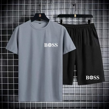 طقم بدلة رياضية سوداء للرجال مكون من قطعتين ، ملابس الشارع الهيب هوب ، ملابس رياضية للجري ، تي شيرت وشورت غير رسمي ، الصيف ،