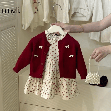 مجموعة ملابس الأطفال فستان الخريف موضة جديدة للأطفال سترة محبوكة تنورة الأميرة الخريف مجموعة حلوة وجميلة