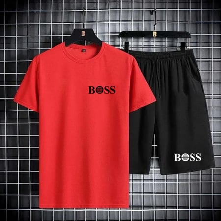 طقم بدلة رياضية سوداء للرجال مكون من قطعتين ، ملابس الشارع الهيب هوب ، ملابس رياضية للجري ، تي شيرت وشورت غير رسمي ، الصيف ،