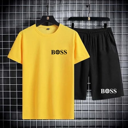 طقم بدلة رياضية سوداء للرجال مكون من قطعتين ، ملابس الشارع الهيب هوب ، ملابس رياضية للجري ، تي شيرت وشورت غير رسمي ، الصيف ،