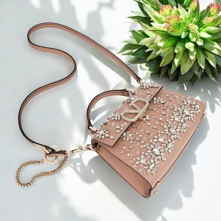 Valentino deep pink crystal-embellished handbag front view