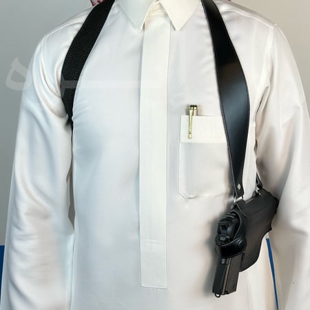 محزم مسدس رسمي جلد سنقل لون اسود