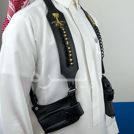 محزم مسدس رسمي بشعار سيفين ونخلة  لون اسود