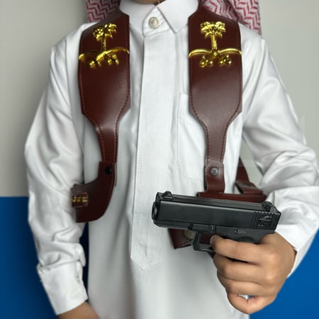 محزم سيفين ونخلة لون بني للأطفال