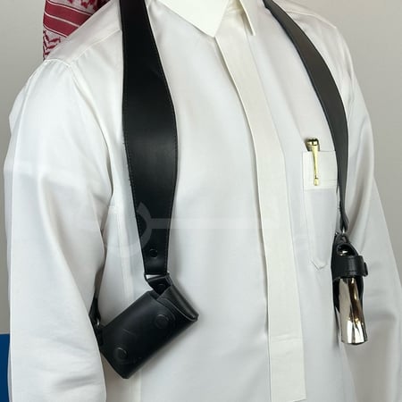 محزم مسدس أبو محالة جلد كامل لون اسود