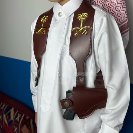 محزم سيفين ونخلة لون بني للأطفال