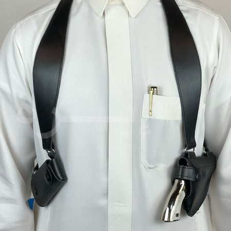 محزم مسدس أبو محالة جلد كامل لون اسود