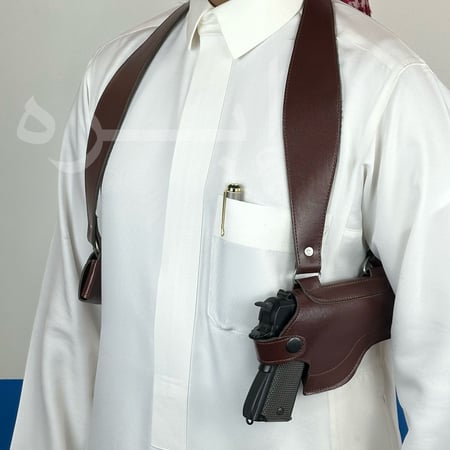 محزم مسدس رسمي جلد كامل لون بني