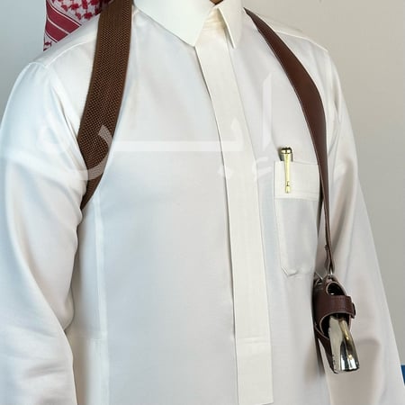 محزم مسدس أبو محالة جلد سنقل لون بني