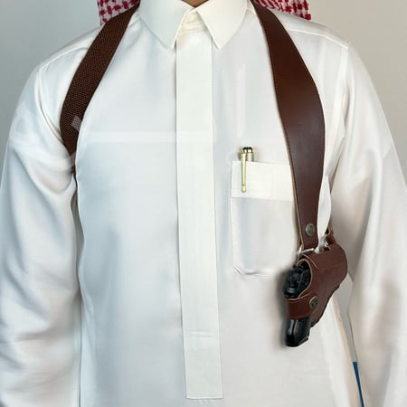 محزم مسدس ربع جلد سنقل لون بني