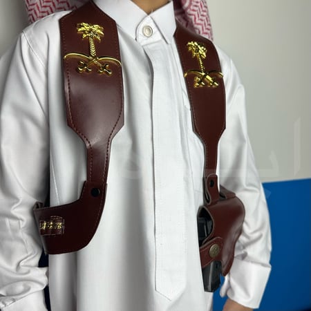 محزم سيفين ونخلة لون بني للأطفال