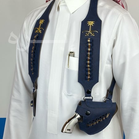 محزم مسدس أبو محالة بشعار سيفين ونخلة لون كحلي