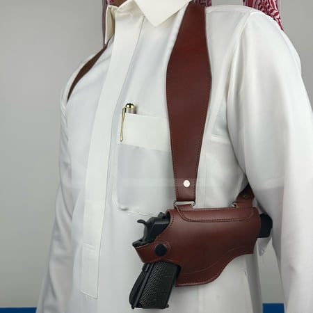 محزم مسدس رسمي جلد سنقل لون بني