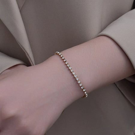 سوار تنس زركون لامع قابل للتعديل - 17 سم بلاك سيزون