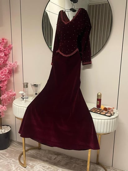 فستان سهرة عودي طويل