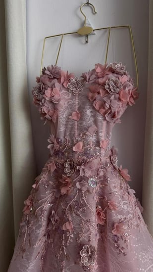 فستان سهره وردي ورد بارز 3D