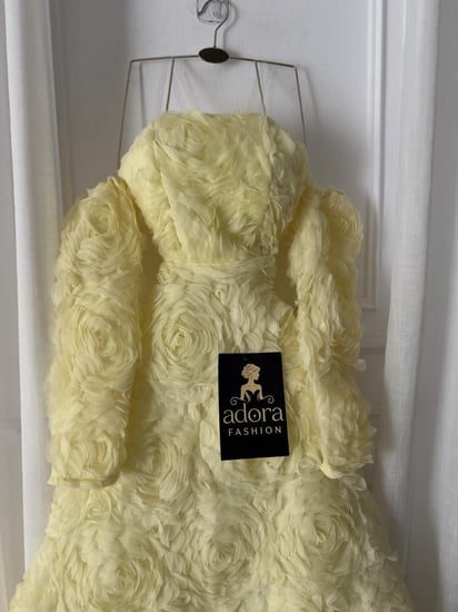 فستان سهره ليموني اكمام