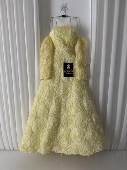 فستان سهره ليموني اكمام