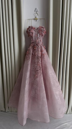 فستان سهره وردي ورد بارز 3D