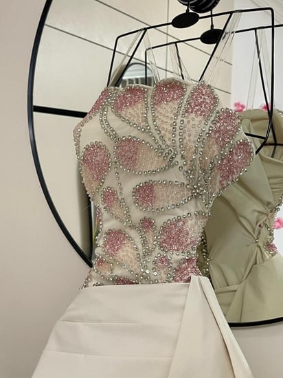 فستان سهرة الصدر تطريز