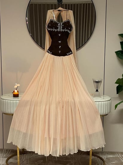 فستان سهره شيفون تطريز يدوي