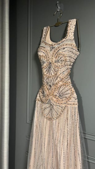 فستان سهرة تطريز كامل