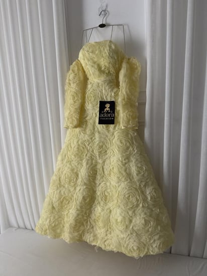 فستان سهره ليموني اكمام