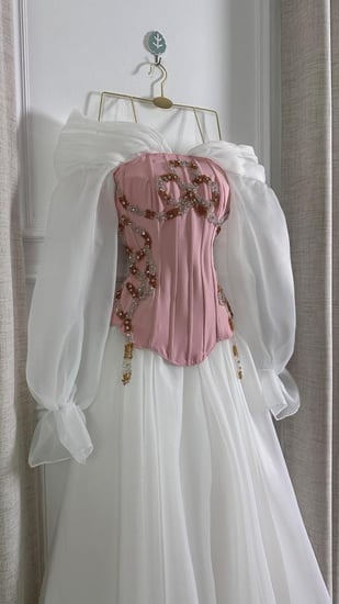 فستان سهرة كورسيه وردي