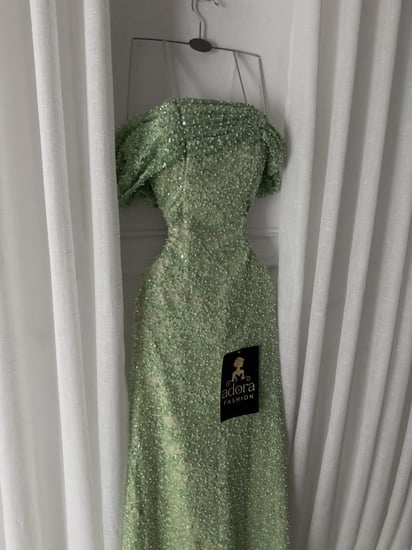 فستان سهره تفاحي تطريز كامل