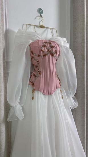 فستان سهرة كورسيه وردي