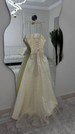 فستان سهرة تل مع لول