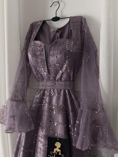 فستان سهره موف اكمام طويل