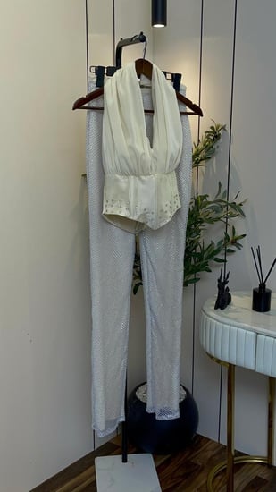 فستان سهرة أنيق بلون أخضر بترولي راقي