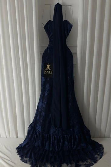 فستان ناعم دانتيل نيلي