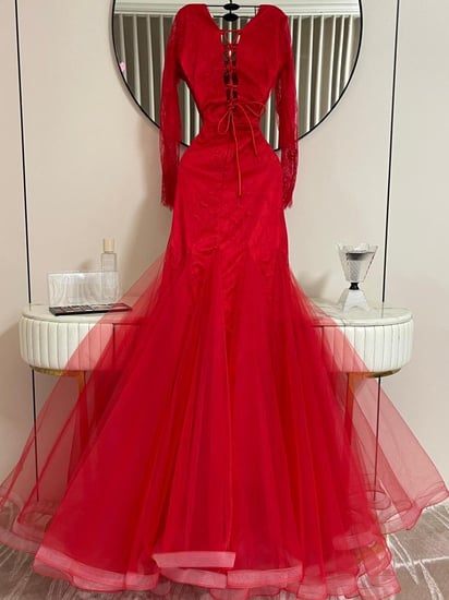 فستان سهره احمر تل