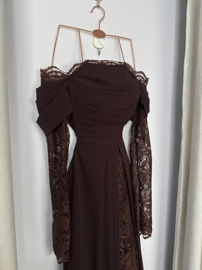 فستان سهره بني دانتيل