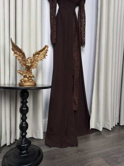 فستان سهره بني دانتيل