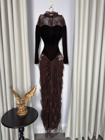 فستان سهره طويل دانتيل