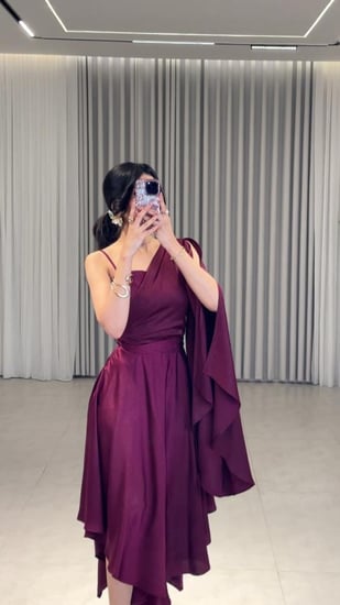 فستان حرير بنقش ليزر