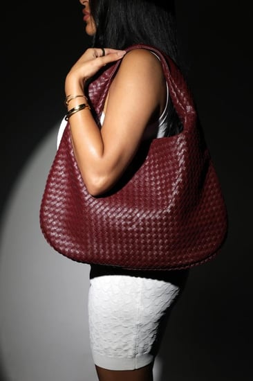 حقيبة كتف كبيرة جلد إنترشياتو برغندي