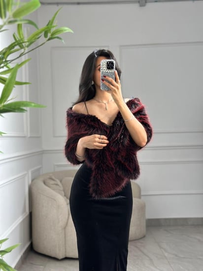 شال فرو مموج Burgundy