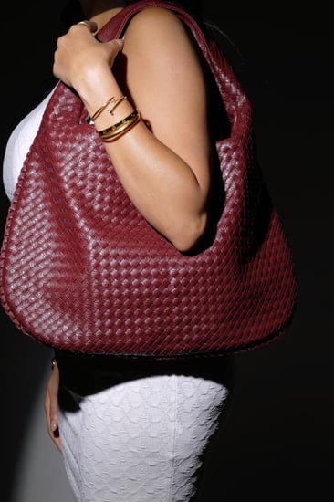 حقيبة كتف كبيرة جلد إنترشياتو برغندي