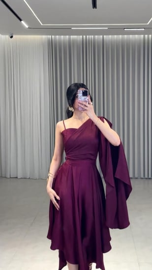 فستان حرير بنقش ليزر