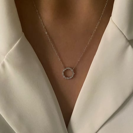 سلسال حلقة الكريستالات فضة عيار 925