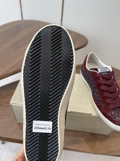 Women's Super-Star LTD in cherry glitter with cherry suede star