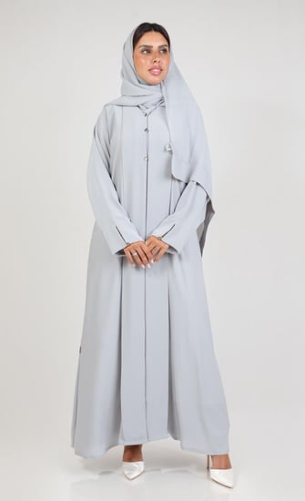 عباية فرسان تركيبات فوزية (رمادي فاتح)