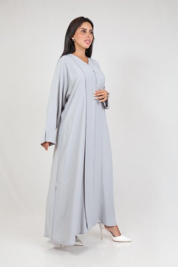 عباية فرسان تركيبات فوزية (رمادي فاتح)