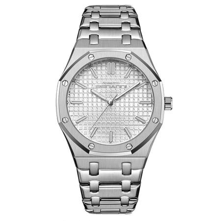 ساعة رجالية من لادون بلون فضي مينا فضي