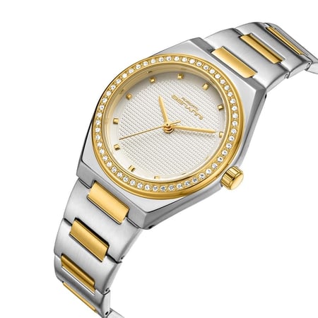 ساعة نسائية من لادون بلون فضي و ذهبي